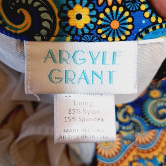 Argyle Grant Retro Paisley Print Beach to Brunch Swim Shorts‎ Size 36 - Picture 4 of 6
